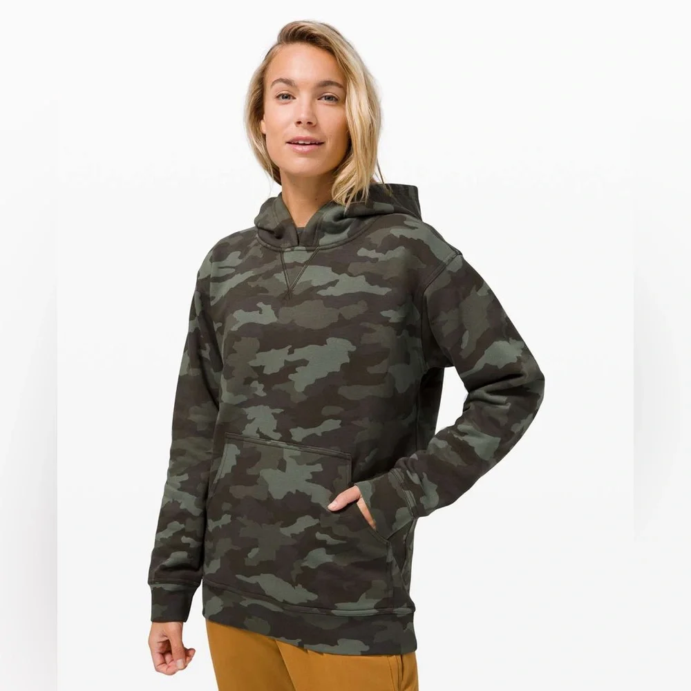 Lululemon All Yours Hoodie *Fleece Heritage 365‎ Camo Green Twill Multi Size 8